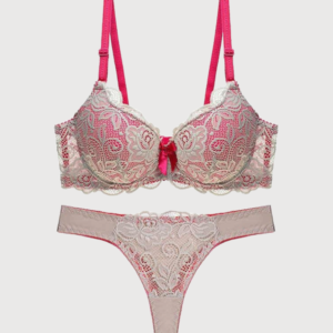 Pink Double Padded Push Up Bra & Panty Set